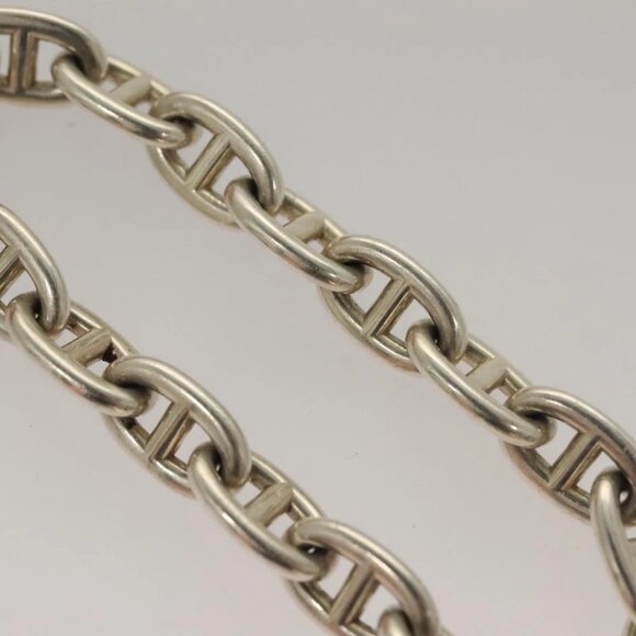 HERMES Chene Dunkle MM Bracelet Ag925 17 Links Silver Auth 135953V - Picture 11 of 13